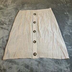 Apt 9 Tan Button Front Mini Skirt Elastic Waist Casual Career Womens Medium